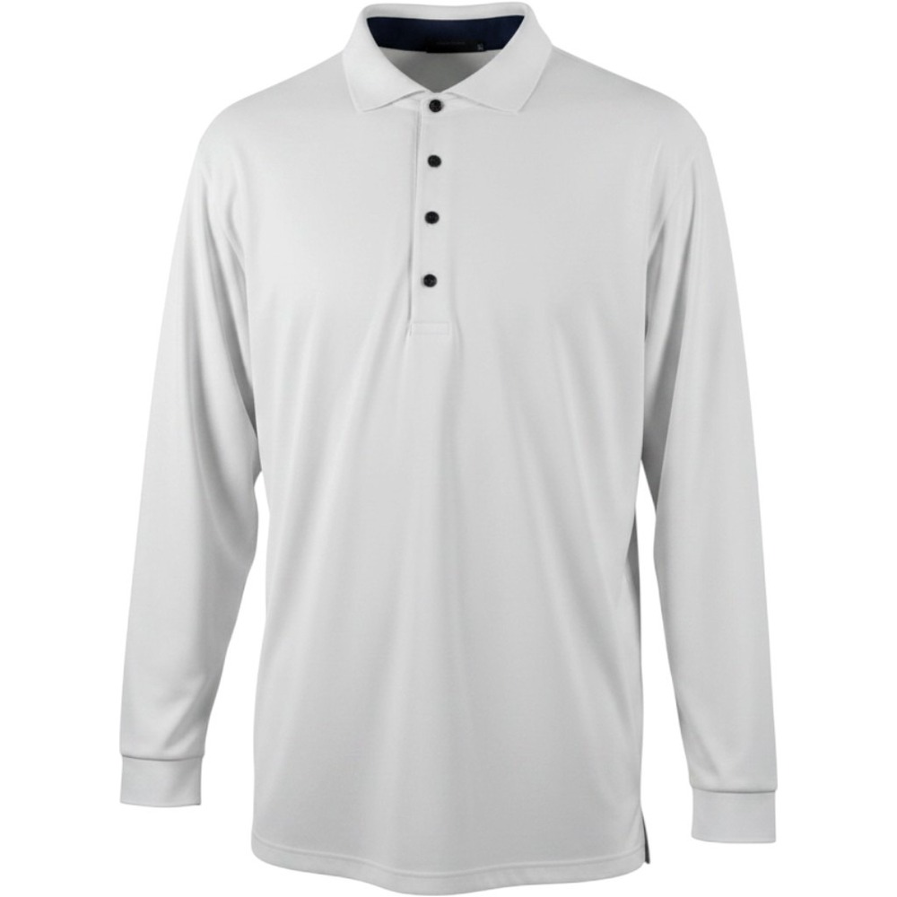 Greyson‎ Mens White Pima Cotton Modal Long Sleeve Polo Shirt Wolf Logo XL